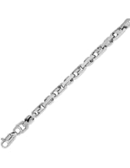 14K Solid White Gold Hip Hop Bullet Chain Bracelet 5.5mm (15/64 in.) - 8.5 in.