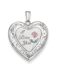 Genuine IceCarats Designer Jewelry Gift Sterling Silver 24Mm Enameled Rose With Border Heart Locket