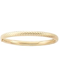 14k Yellow Gold Filled Childrens Twisted Rope Guard and Hinge Bangle Bracelet