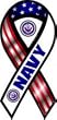 2-in-1 Red, White, and Blue Navy 8" Ribbon Car Magnet