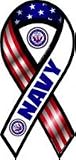 2-in-1 Red, White, and Blue Navy 8" Ribbon Car Magnet