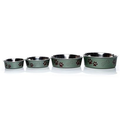 Loving Pets Metallic Bella Bowl Dog Bowl, Extra Large, 3 Quarts, Artichoke