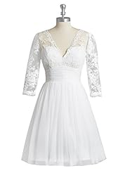 Plus Size V-neck Tulle Natural   Waistline Short Tea Length Lace  Dress