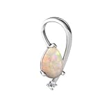 14K White Gold Pear Genuine Opal Pendant