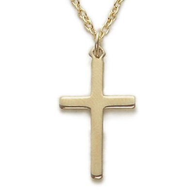 14K Gold Filled Plain Cross Necklace on 18