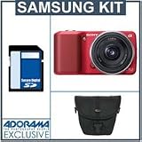 Sony (alpha) NEX-3 14.2 Megapixels Compact Interchangeable Lens Digital Camera Kit - Red - with 16mm F2.8 E-mount Lens, 4GB SD Memory Card, Camera Case,