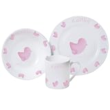 Personalised Pink Chick Girls Bone China Tablewear Breakfast Boxed Gift Set