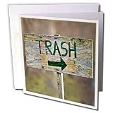 Amy Dyckovsky Oddity Collection - Trash Sign Arrow Pointing Right - Greeting Cards-12 Greeting Cards with envelopes