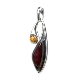 Elegant Collection Honey-Cherry Amber and Sterling Silver Pendant