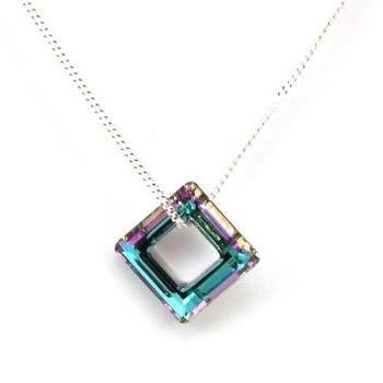 Crystal Square Ring on 18 Medium Weight Chain By TOC