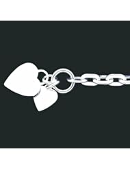 Sterling Silver Engraveable Heart Disc on Fancy Link Toggle Bracelet 8.75 Inches