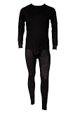 Men's Two Piece Long Johns Thermal Underwear Set-Large-Black