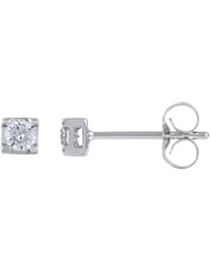 14K White Gold 0.25ct Simply Solitaire Prong Set White Diamond Stud Earrings
