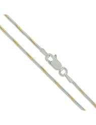 Sterling Silver w/ Yellow Gold Spiral Cut Snake Chain 925 Italy New Necklace 18"
