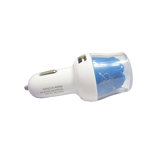 ShoppeWatch Car Charger 2.1A Dual Port Rapid Universal USB Charger Car Charger Cigarette Charger for Smart Phones and Mobile Devices Rose Flower Design Blue Rose CHR-BL
