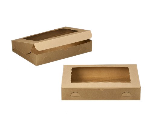 Dress My Cupcake Window Cupcake Box with Holder for 24 Skinny Mini Cupcakes, Brown, Set of 100