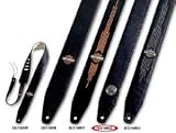 Dunlop Harley Davidson 2.5 Leather Guitar Strap with Antique Silver Eagle Badge