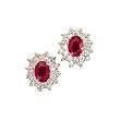 14K Yellow/White Gold 1 ct. Diamond and 7 x 5 MM Oval Shaped Ruby Earrings