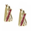 Womens Pair of Ruby & Diamond 14K Dangle Earrings -Hinge Back 