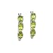 14K White Gold Oval Shaped Peridot Hoop Earrings