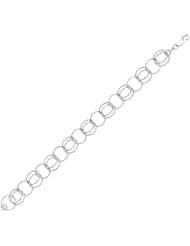 Sterling Silver Rhodium plated fancy round link bracelet for clip-on charms