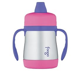 Thermos Foogo Phases Leak Proof Stainless Steel Sippy Cup, 7 Ounce, Pink/Purple