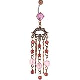 Pink Copper VINTAGE PEARL DROP Belly Ring