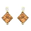 14K Yellow Gold Spessartite Garnet and Diamond Earrings