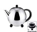 Stainless Steel Teapot with Infuser, 50 Oz. (Footed, Black Handle)