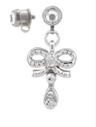 SILVER BOW WITH CLEAR GEMS MICRODERMAL DANGLE