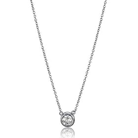 Sterling Silver Pendant Round Cubic Zirconia CZ Solitaire Pendant Necklace (0.6 ct.tw) - Ideal Gift For Mother Day, Anniversary, Engagement, Wedding, Birthday, For Her