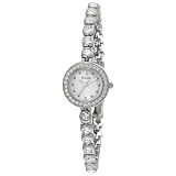 Women White Watch, Bulova Womens Crystal Pendant and Bracelet Watch Boxed Set White Pearlized Dial Watch