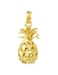 Gold Nautical Charm Pendant 3-D Pineapple Cut-out D C