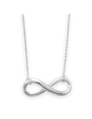 .925 Sterling Silver 16"+1"+1" Infinity Necklace