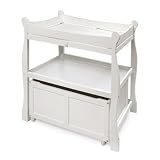 Sleigh Style Hardwood Nursery Changing Table with Lower Storage Bin Select Color: White - 02250