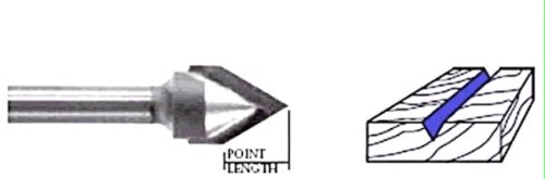 WHITESIDE MACHINE 1541 SOLID CARBIDE 3F 60 DEGREE V-GROOVE ROUTER BIT W/INCLUDED ANGLE 1/4 DIA