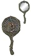 Peacock Design Hand Mirror - Cold Cast Resin - 11'' Length