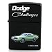 Features a black licorice finished lighter with a green 1970 Dodge Challenger.
