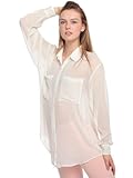 IMAGE OF American Apparel Chiffon Oversized Button-Up -beige