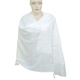 Handmade Self Design Black Viscose Stole With Silver Border Women Dress (Free Shipping) Stle0059r