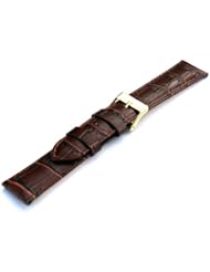 Brown Genuine Leather Crocodile Pattern 20L Watch Strap GP Clasp