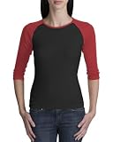 District Threads - Ladies 3/4 Sleeve Raglan Tee.
