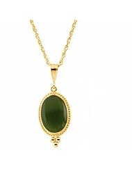 14K Yellow Gold Jade Necklace -- LIFETIME WARRANTY