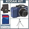 Kodak EasyShare Z915 Zoom Digital Camera Kit, - Blue - with 4 GB SD Memory Card, Camera Case, Table Top Tripod,