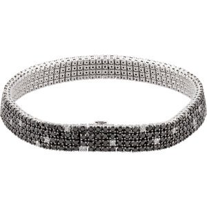 Genuine IceCarats Designer Jewelry Gift 14K White Gold Blck & White Dia Brc W/Blck Rh. 8 5/8 Ct Tw Black White Diamond Bracelet W/Black Rhodium Plating Blck & White Dia Brc W/Blck Rh In 14K White Gold