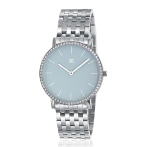 SOB1018/DIA Steel Blaze Watch, Sky Blue Dial, Full Diamond Bezel, Steel Bracelet