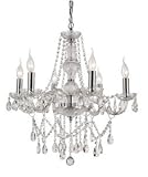 Trans Globe HU-6 SL HU - Six Light Chandelier, Silver Finish with Clear Crystal
