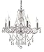 Trans Globe HU-6 SL HU - Six Light Chandelier, Silver Finish with Clear Crystal