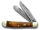 HEN & ROOSTER AND Burl Wood Damascus Trapper Pocket Knife Knives