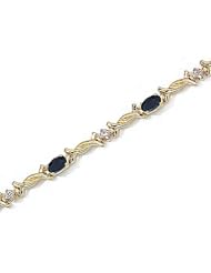 14kt Yellow Gold Oval Blue Sapphire and Diamond Bracelet